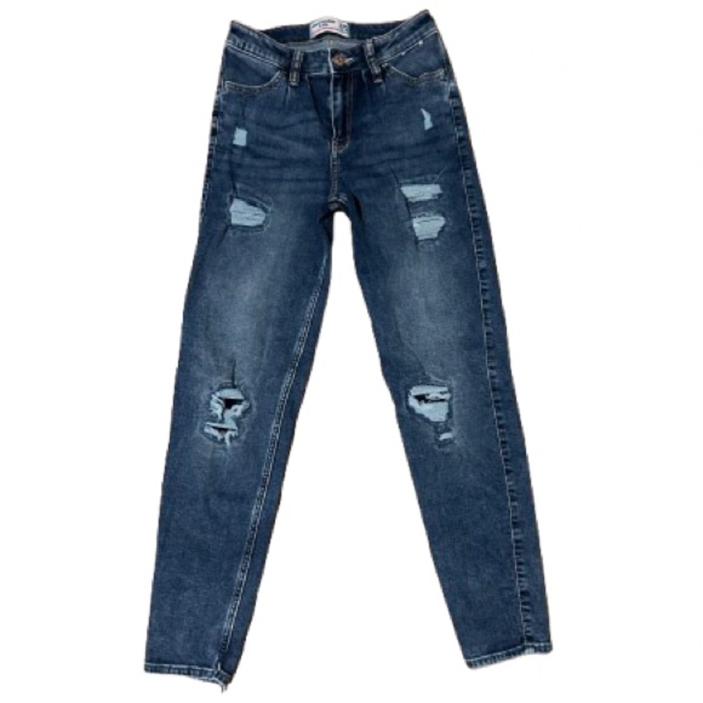 Abercrombie Kids Blue High Rise Mini Mom Jeans